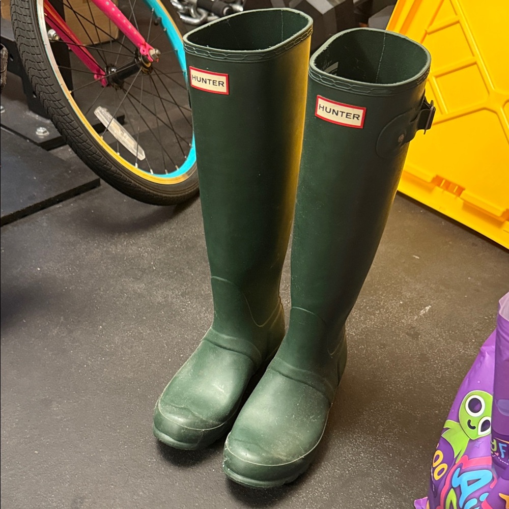 Hunter Forest Green Knee-High Rain Boots